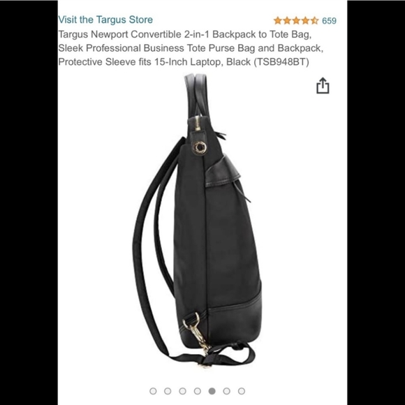 SOLD Targus Newport Convertible 2-in-1 Backpack to Tote Bag - Picture 4 of 7